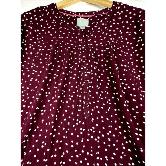 Anthropologie Maeve Polka Dot Blouse size Medium Maroon/White - Picture 3 of 7